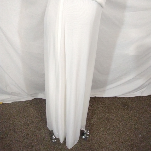Mariposa Vintage Halter Sheath  Dress,Ivory Sparkle Beads, Pleats, Long, XS-S - Picture 9 of 10